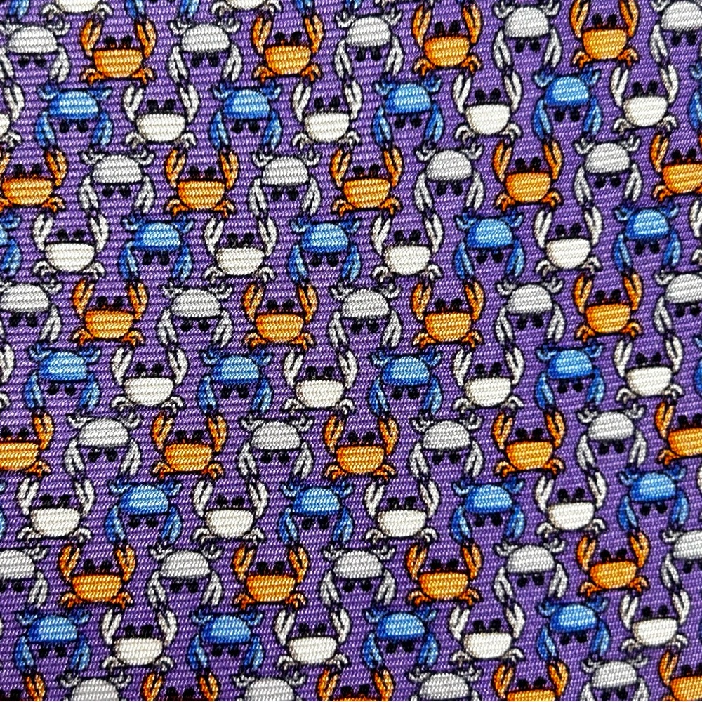 Jos A Bank Executive Collection Purple Orange White Crab 100% Silk Tie NWOT